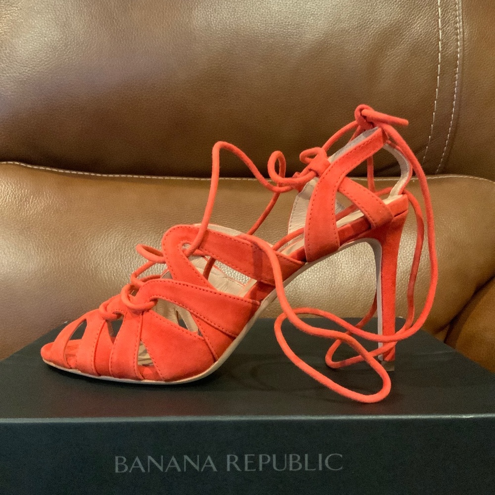 Banana Republic Suede Wrap Ankle Heels!